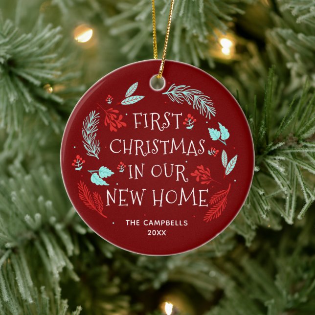 Our New Home Personalised Rustic Housewarming Gift Ceramic Ornament (Tree)