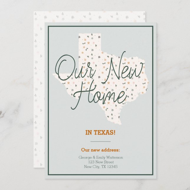 Our New Home - Texas Moving Announcement (Front/Back)