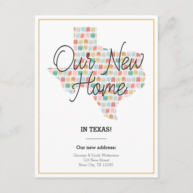 Our New Home - Texas Moving Announcement Postcard (Front)