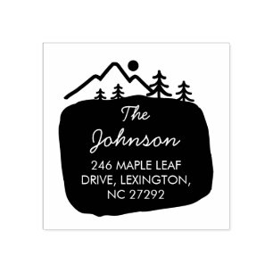 Our New House Address Announcement Mountain  Rubber Stamp