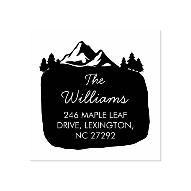 Our New House Address Announcement Mountain  Rubber Stamp (Imprint)