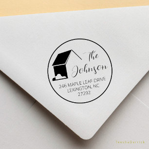 Our New House Address Announcement Round Rubber Stamp