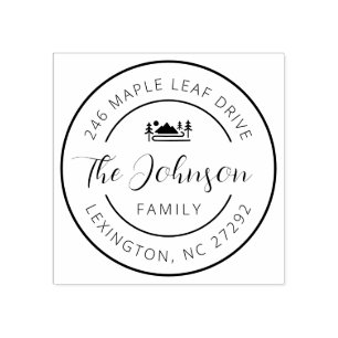 Our New House Address Announcement Round  Rubber Stamp