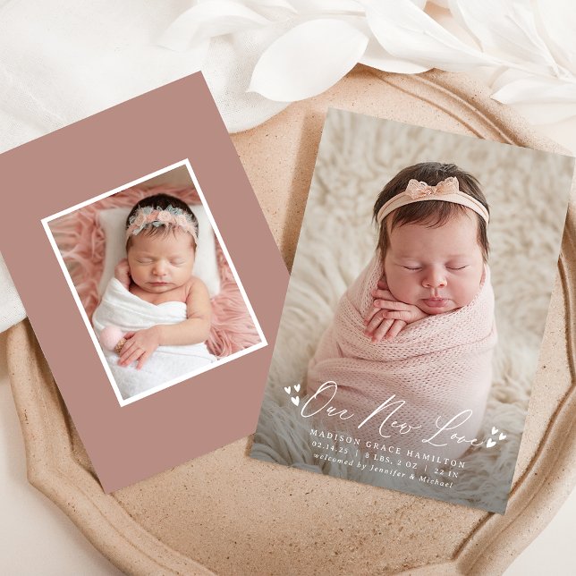 Our New Love Script Photo Birth Announcement (Creator Uploaded)