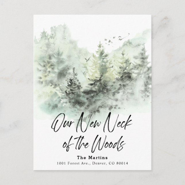 Our New Neck of the Woods Moving Announcement Postcard (Front)