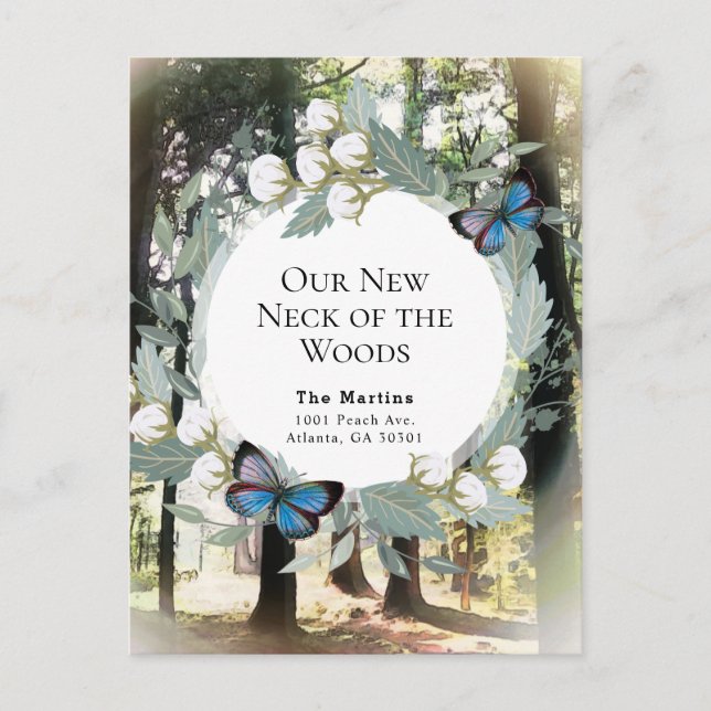 Our New Neck of the Woods Moving Announcement Postcard (Front)