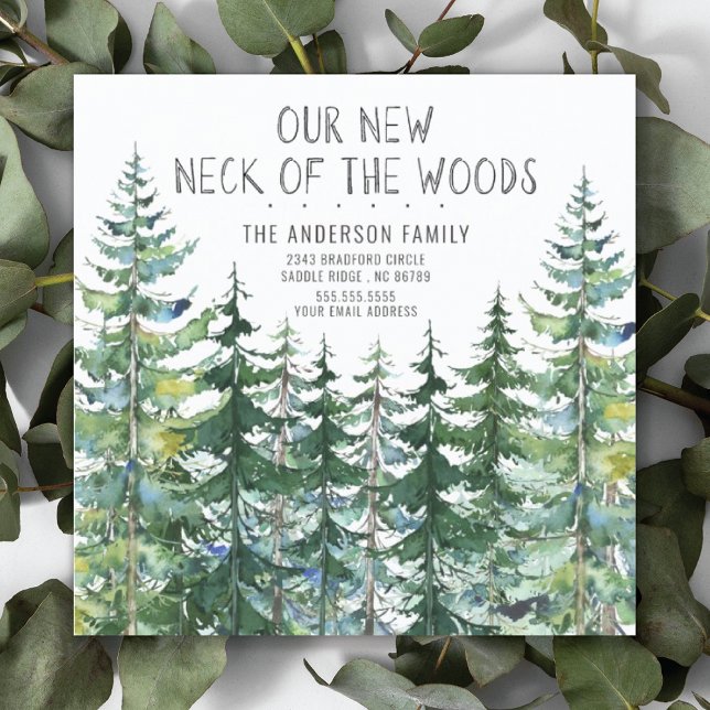 Our New Neck of the Woods Pine Spruce Trees Moving Invitation (Creator Uploaded)