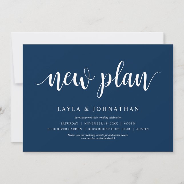 Our New plan Wedding Change the date Invitation (Front)