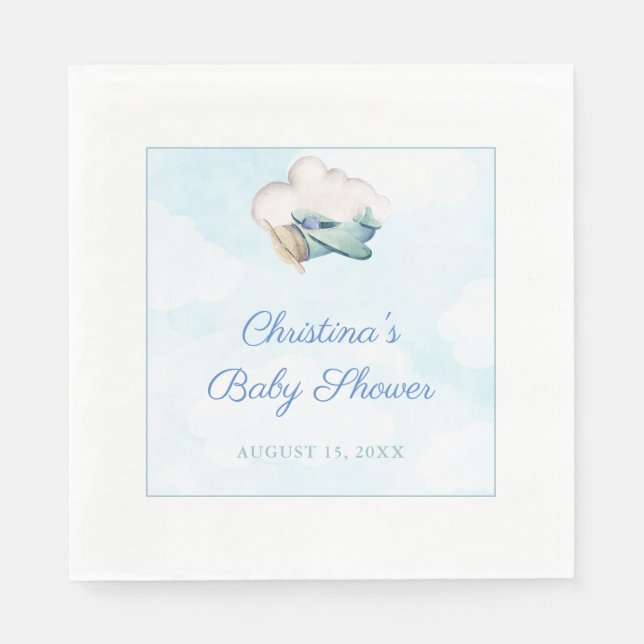 Our Next Adventure Travel Theme Baby Shower Napkin (Front)