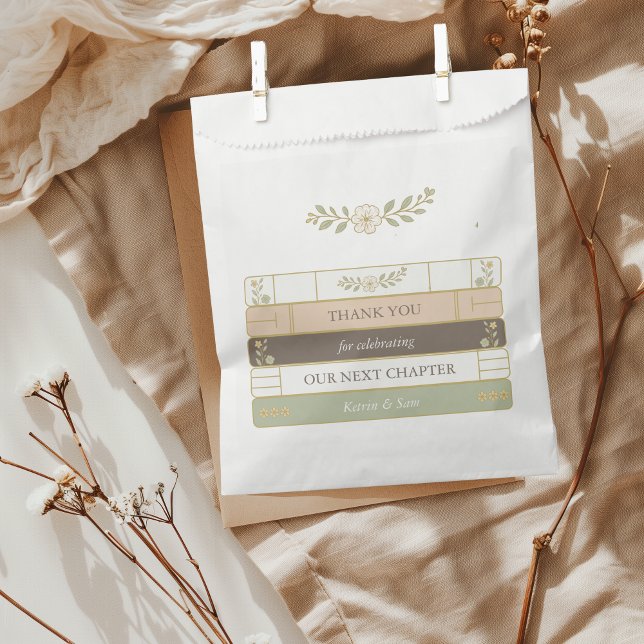 Our Next Chapter Stacked Books Baby Shower Favour Bag (Our next chapter Storybook Baby Shower Favor Bags, A new chapter begins Book Themed Baby Shower Bags)
