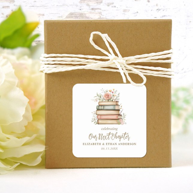 Our Next Chapter Storybook Baby Shower Party Square Sticker (Our Next Chapter, books for Baby, baby shower favor sticker.
)