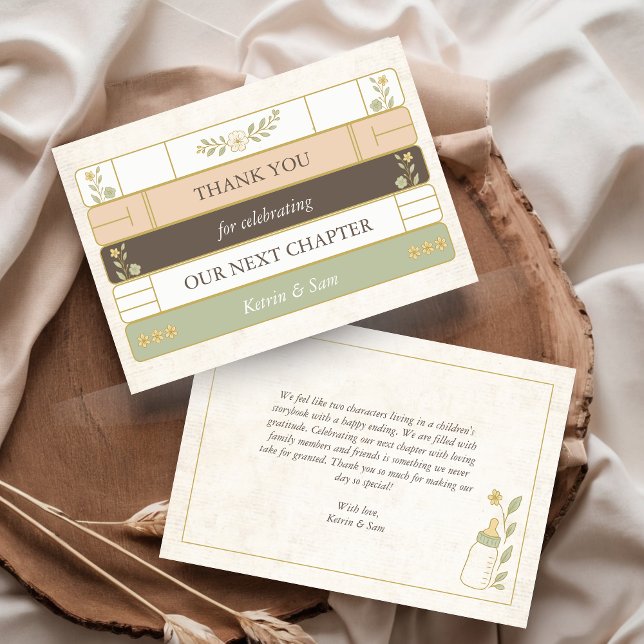 Our Next Chapter Storybook Baby Shower Thank You Card (Our next chapter Storybook Baby Shower Thank You Card, Vintage Unique Design with Floral Details)