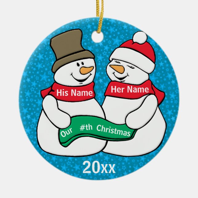 Our Nth Christmas Ceramic Ornament (Front)