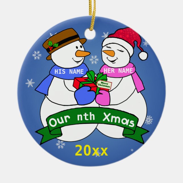 Our Nth Christmas Ceramic Ornament (Front)