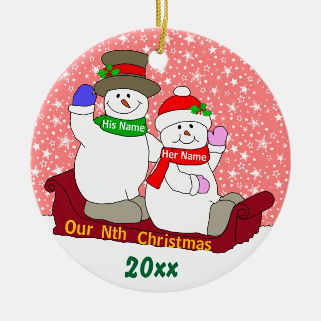 Our Nth Christmas Ceramic Ornament (Front)