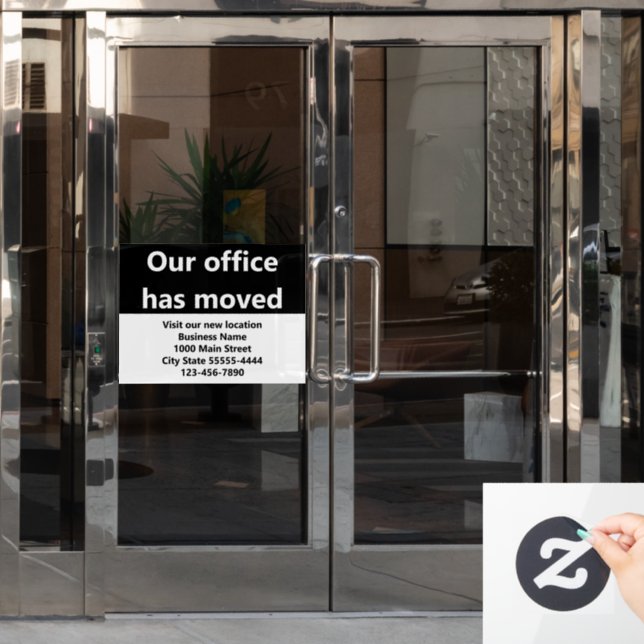 Our Office Has Moved Black Moving Announcement (Office Door)