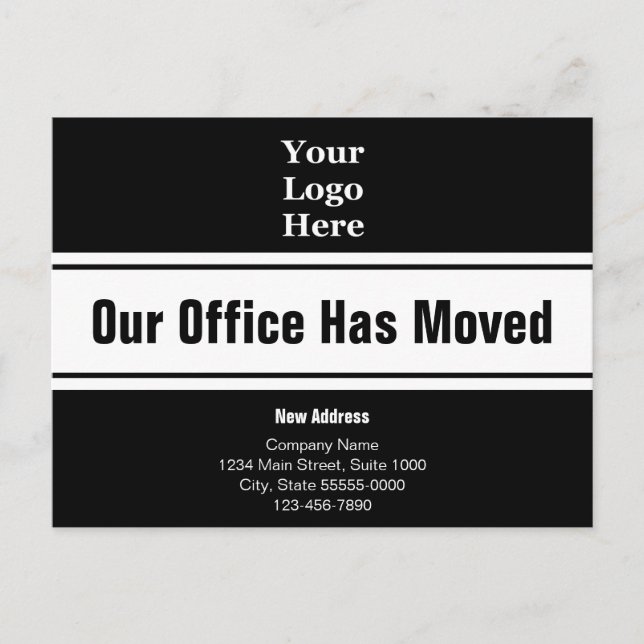 Our Office Has Moved Black White Business Moving  Postcard (Front)
