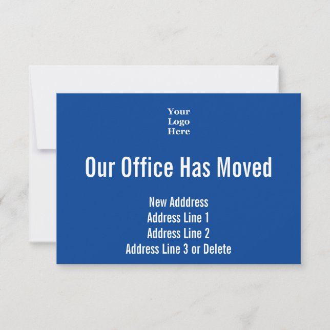 Our Office Has Moved Blue Moving Announcement (Front)