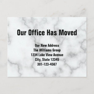 Our Office Has Moved Faux Marble Announcement
