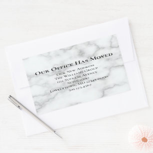 Our Office Has Moved Faux Marble Announcement Rectangular Sticker