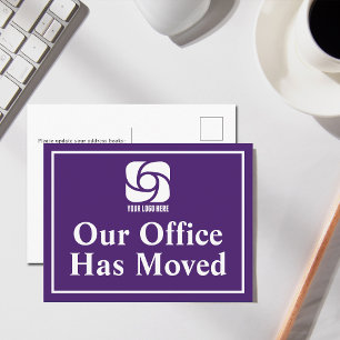 Our Office Has Moved Purple Business Logo Postcard