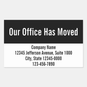 Our Office Has Moved Template Moving Announcement Rectangular Sticker