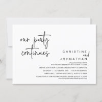 Our Party Continues, Wedding Elopement Dinner Invi