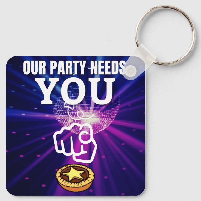 Our Party Need You - Mince Pies Key Ring (Back)