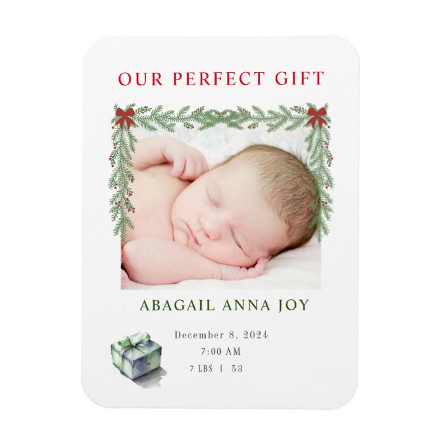 Our Perfect Gift Baby Announcement Magnet (Vertical)