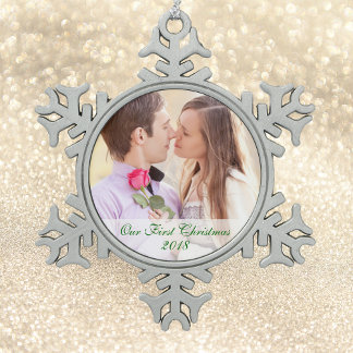 Our Photo First Christmas Snowflake Ornament