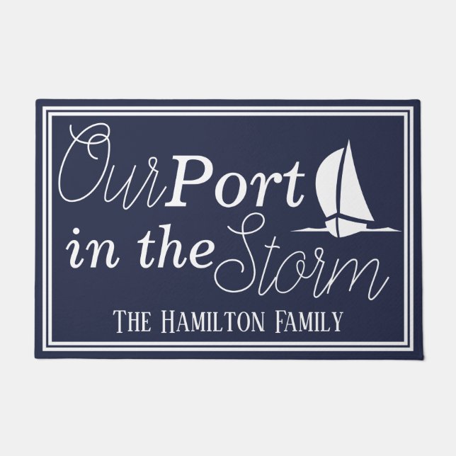 Our Port in the Storm Sailboat | Personalised Doormat (Front)