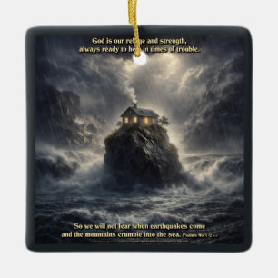 Our refuge & strength ceramic ornament