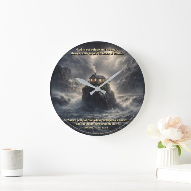 Our refuge & strength large clock (Home)