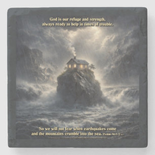 Our refuge & strength stone coaster