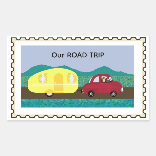 Our Road Trip Fake stamp  Rectangular Sticker (Front)