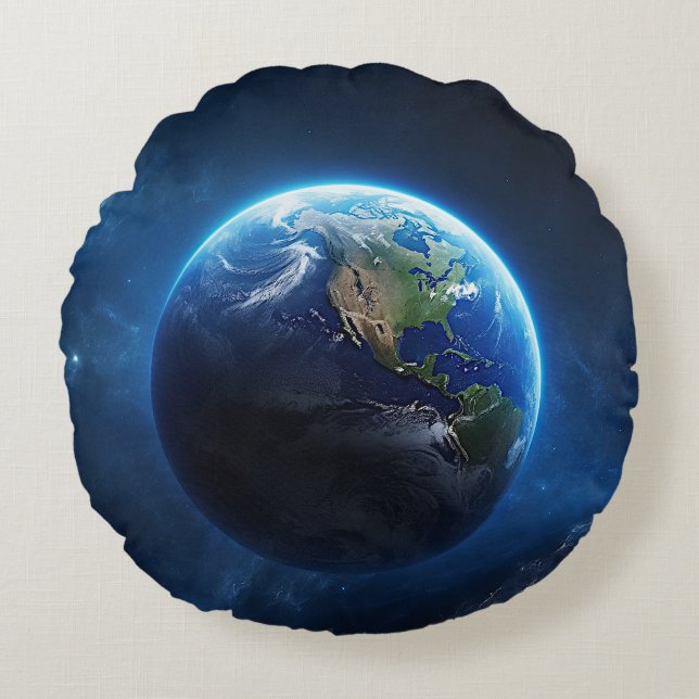 Our Sapphire Home in Space Round Cushion (Front)
