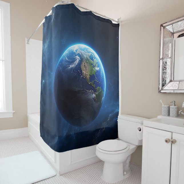 Our Sapphire Home in Space Shower Curtain (In Situ)