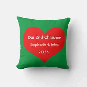 Our Second Christmas Together Cute Red Heart 2023  Cushion