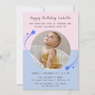 Our Shooting Star is Turning One Birthday  Invitation