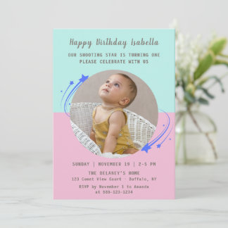 Our Shooting Star is Turning One Birthday  Invitation