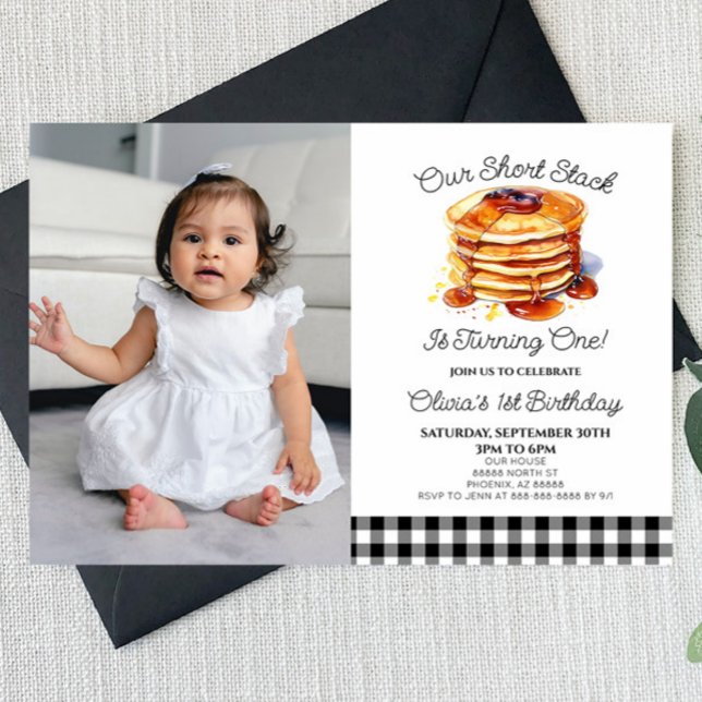 Our Short Stack Pancakes Breakfast Birthday Party Invitation (Creator Uploaded)