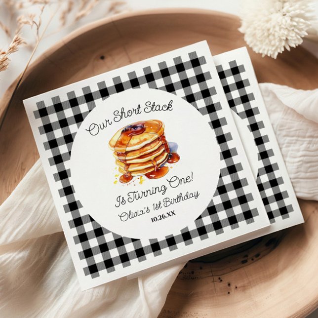 Our Short Stack Pancakes Breakfast Birthday Party Napkin (Creator Uploaded)