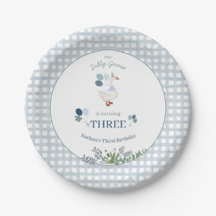 Our Silly Goose Birthday Any Age Blue Paper Plate