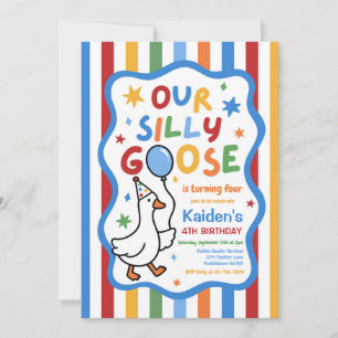 Our Silly Goose Boy Colourful Birthday Party Invitation