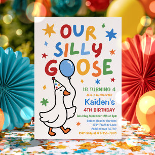 Our Silly Goose Boy Colourful Birthday Party Invitation