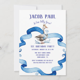 Our Silly Goose Is Turning One Birthday Boy Invitation