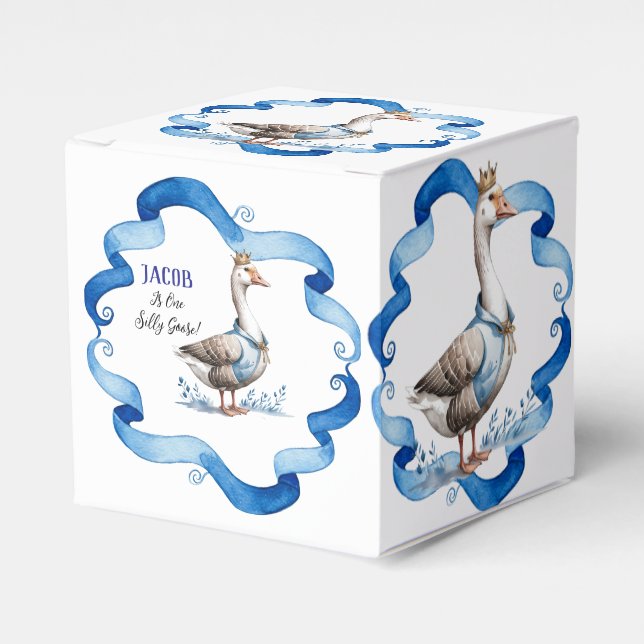 Our Silly Goose Is Turning One Birthday Guestbook Favour Box (Front Side)