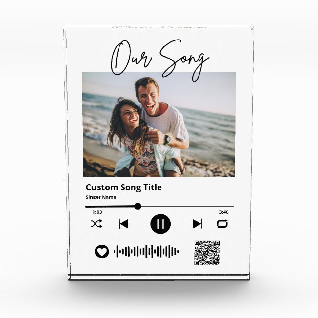 Our Song Wedding Music Scannable QR Code Acrylic Photo Block (Front)
