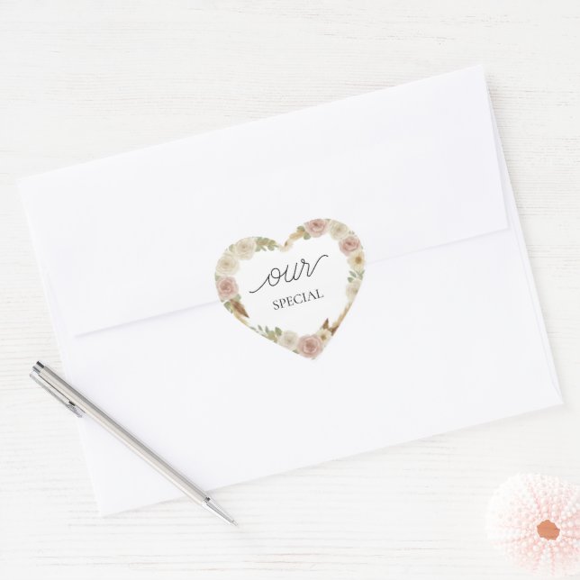 Our Special Floral Heart Sticker – Soft Boho Elega (Envelope)