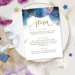 Our Stars Aligned Celestial Theme Watercolor Menu<br><div class="desc">Delight your guests with this gorgeous Celestial theme Menu with gorgeous soft watercolor stains floating and celestial constellations globe in both front and back. Modern handwritten calligraphy details in both front and back. The menu on the front and theme on the back with your name(s), event, and date. Ability to...</div>